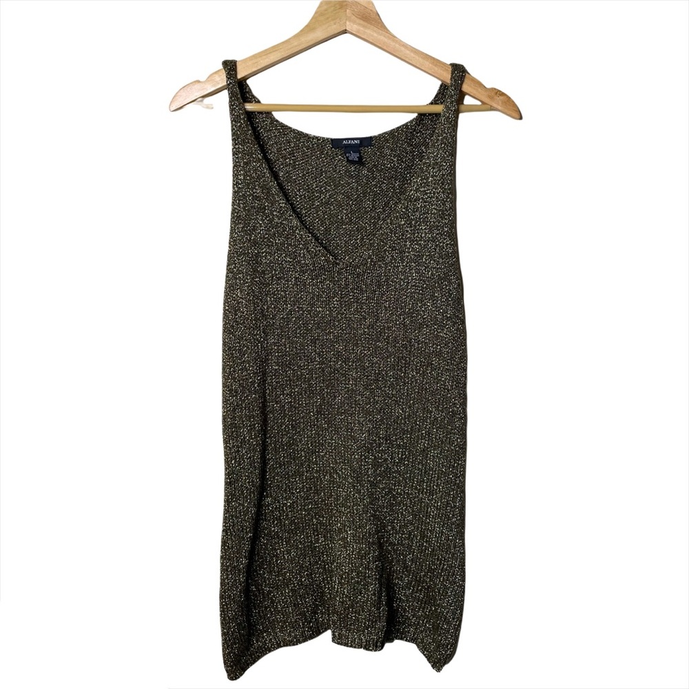 Alfani Women's Gold Metallic Sleeveless  Acrylic Top
